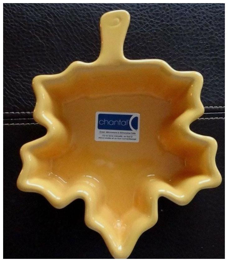 

NWT CHANTAL YELLOW LEAF-SHAPED SMALL SERVING or DIP DISH BOWL