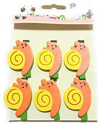 

Nyrwana Cute Postcard Clothes Photo Paper Peg Pin Clothespin Wooden Snail Clips 6 pcs