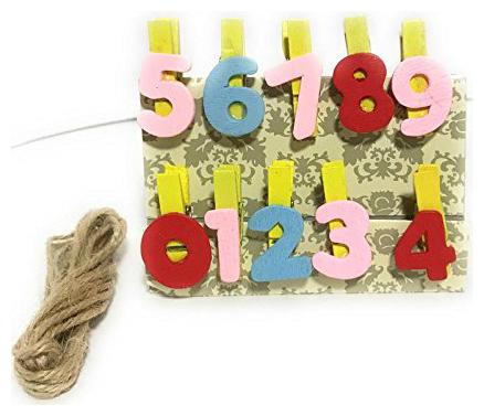 

Nyrwana Cute Postcard Clothes Photo Paper Peg Pin Clothespin Wooden Numbers Clips 10 pcs