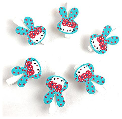 

Nyrwana Cute Postcard Clothes Photo Paper Peg Pin Clothespin Wooden Hello Kitty Clips 6 pcs