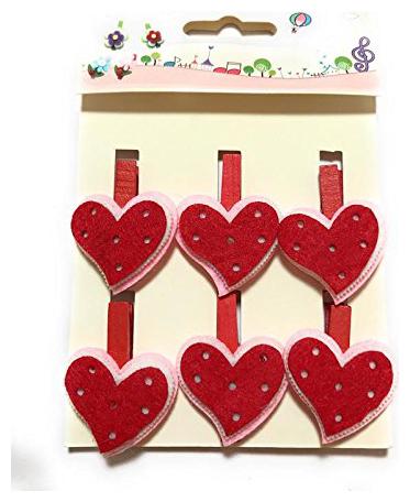 

Nyrwana Cute Postcard Clothes Photo Paper Peg Pin Clothespin Wooden Heart Clips 6 pcs