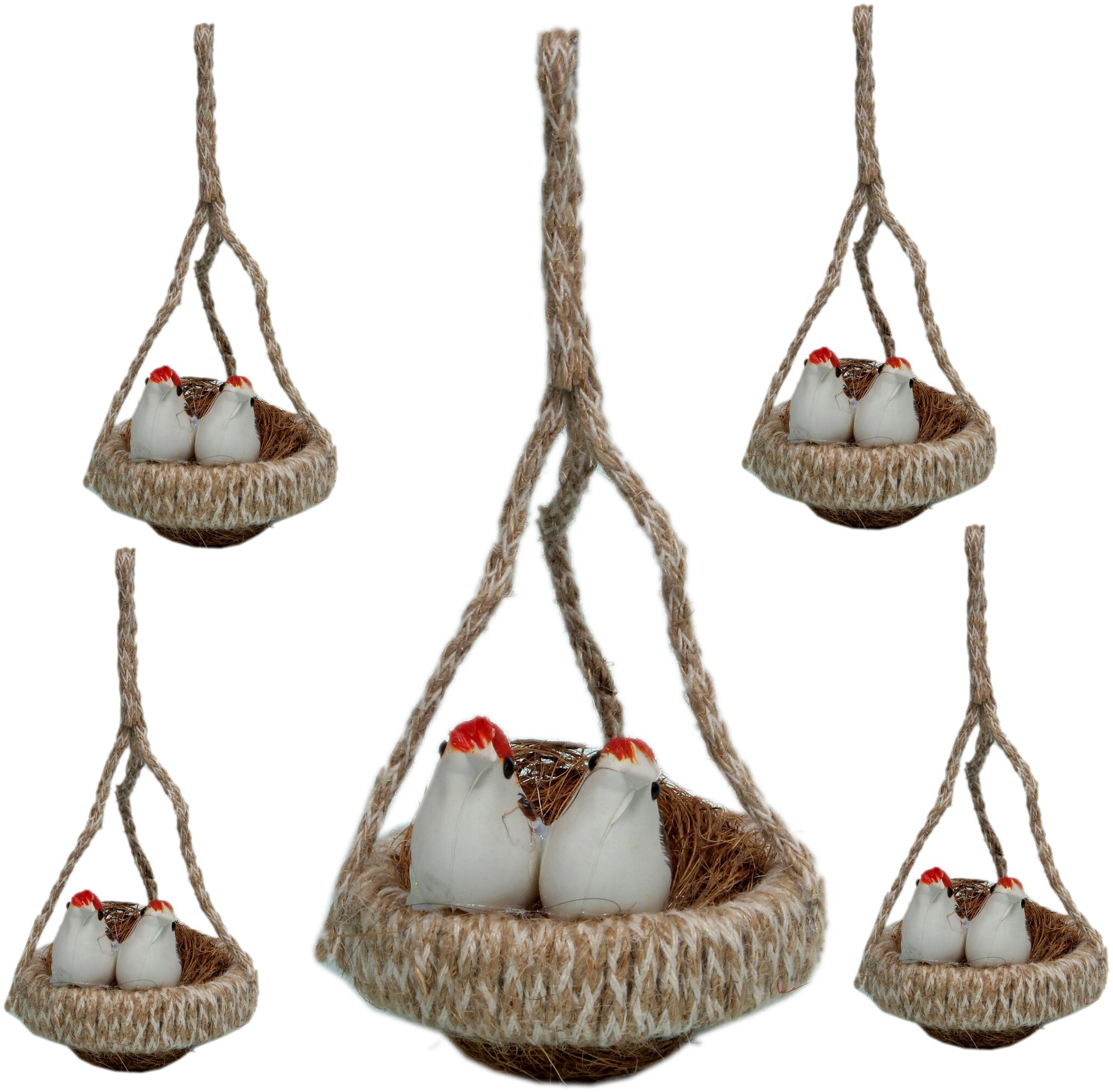

Oanik Color Couple Jute Craft Wall Hanging Decorative Artificia Nest Birds for Gift Terrace Balcony Garden decor showpiece