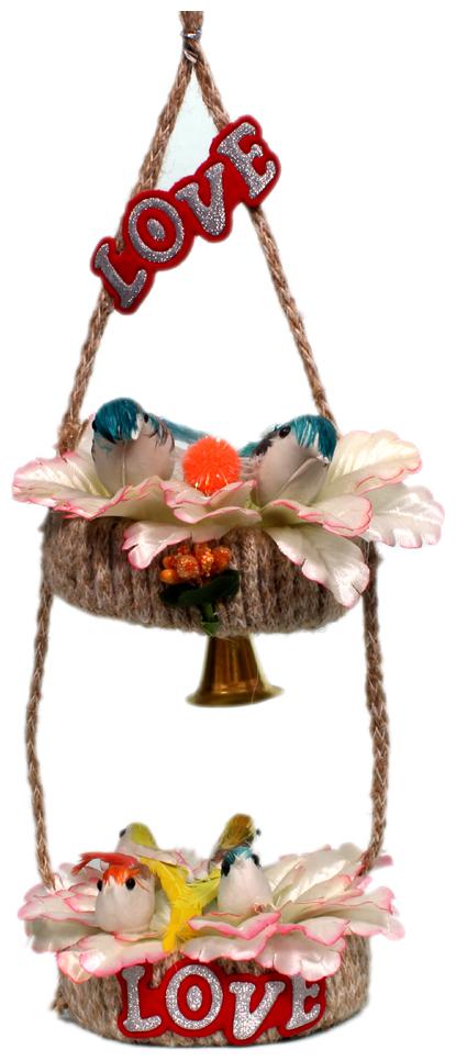

Oanik Color Couple Wall Hanging Decorative Artificial Birds Nest Hanging Made of Natural Grass Best for Balcony Home Decor and Gifting