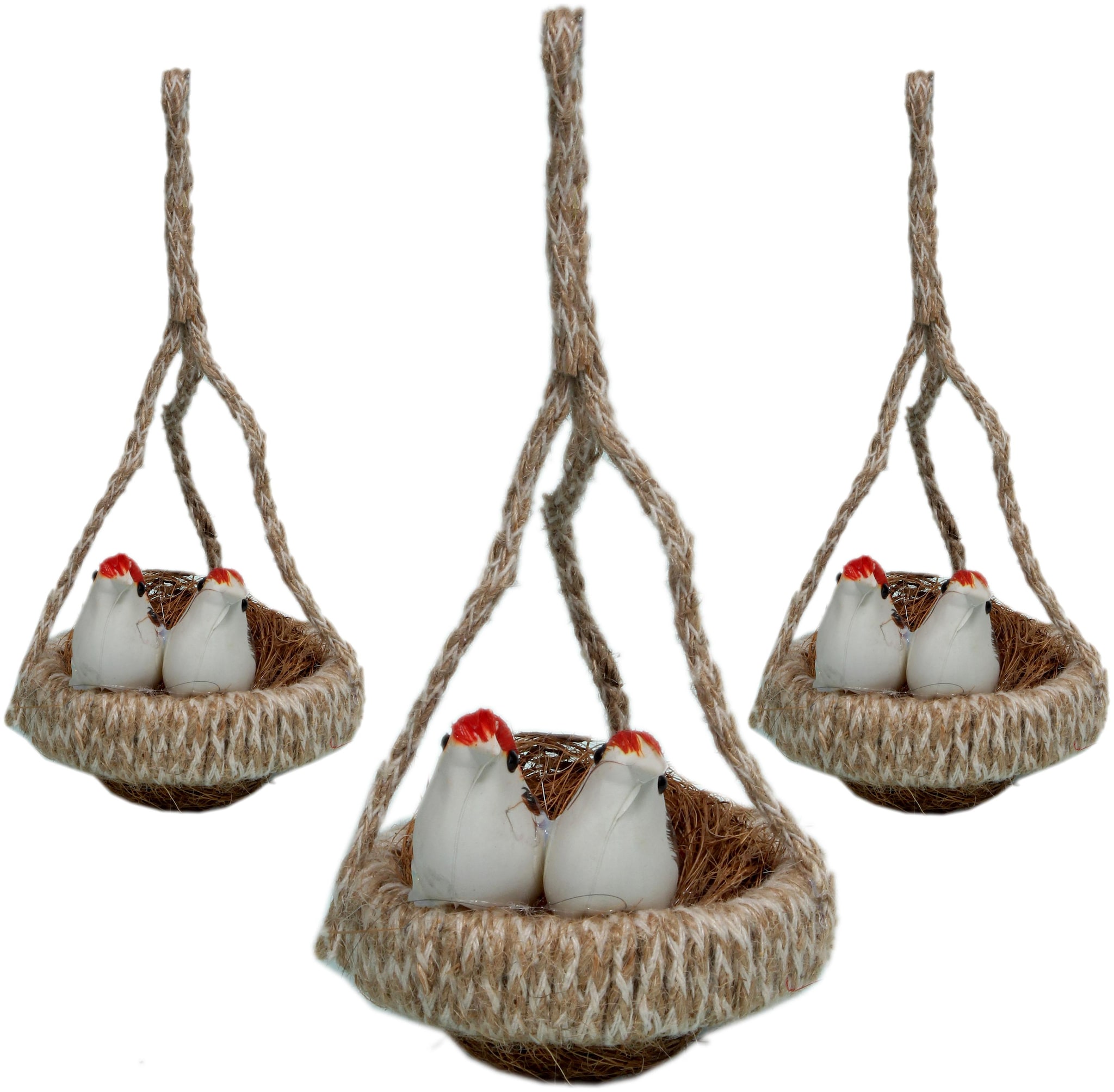 

Oanik Color Couple Jute Craft Wall Hanging Decorative Artificia Nest Birds for Gift Terrace Balcony Garden decor showpiece