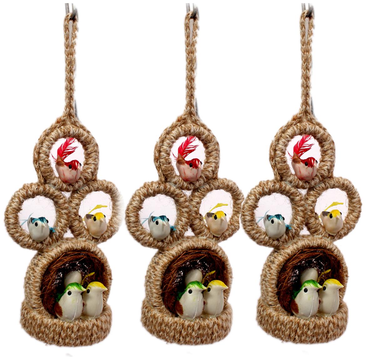 

Oanik Decorative Artificial Birds Nest Hanging Made of Natural Grass Best for Balcony Home Decor and Gifting - 5 Birds with 1 Egg