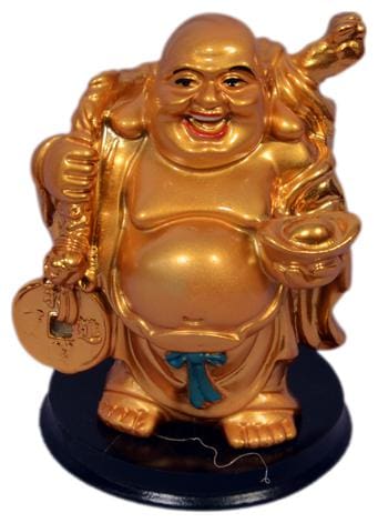 Oanik Fengshui Laughing Buddha Stand on Money Coins