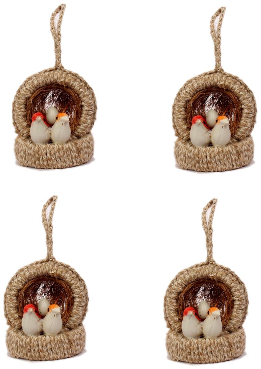 

Oanik Hanging Bird Decorative Jute Nest Artificial Birds for Home Decoration Showpiece-2 Birds with 1 Egg