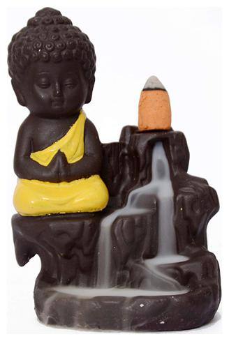 Oanik Meditating Monk Buddha Smoke Backflow Cone Decorative Incense Holder