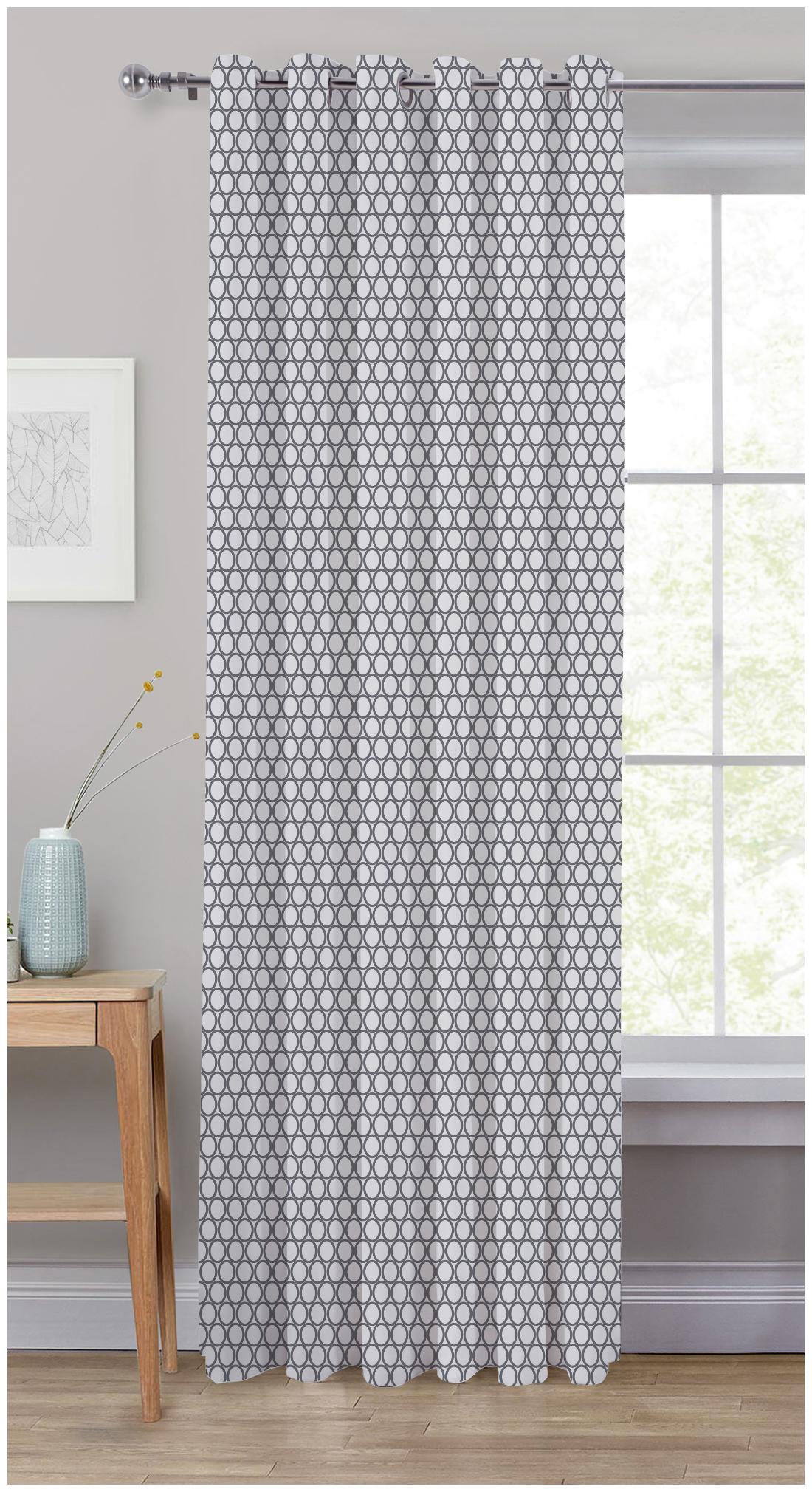 

Oasis Hometex Cotton Door Blackout Grey Regular Curtain ( Eyelet Closure Polka Dot )