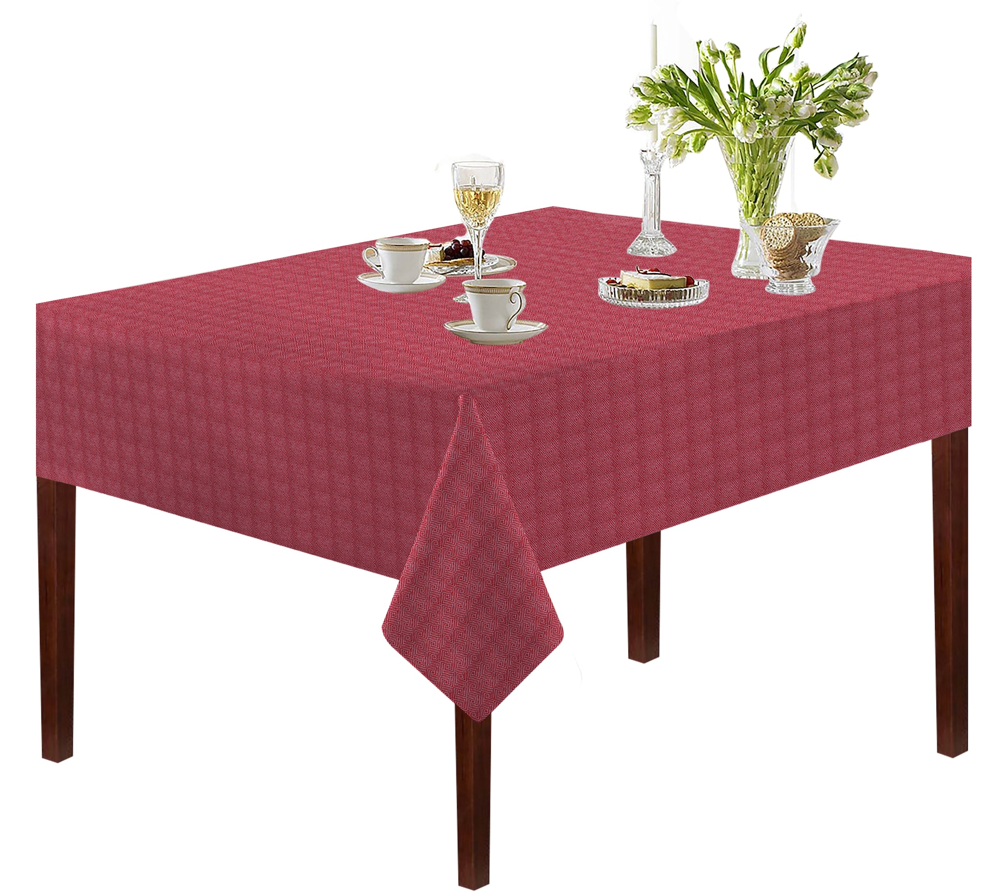 

Oasis Home Cotton YD Table Cloth-Red Diamond-6 Seater