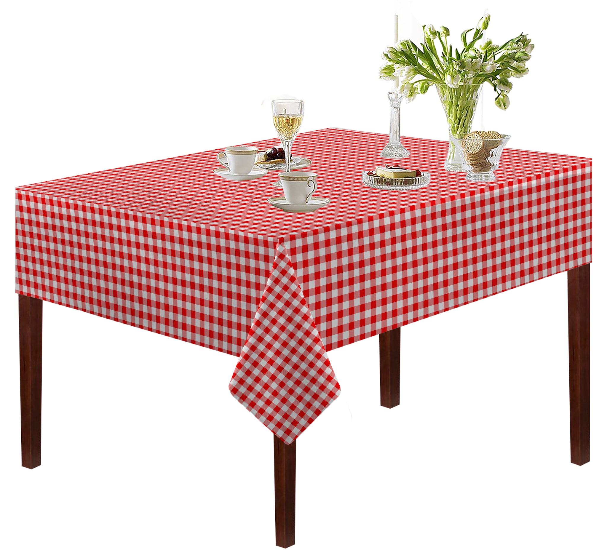 

Oasis Home Cotton YD Table Cloth - 6 Seater - Gingham Checks - Red