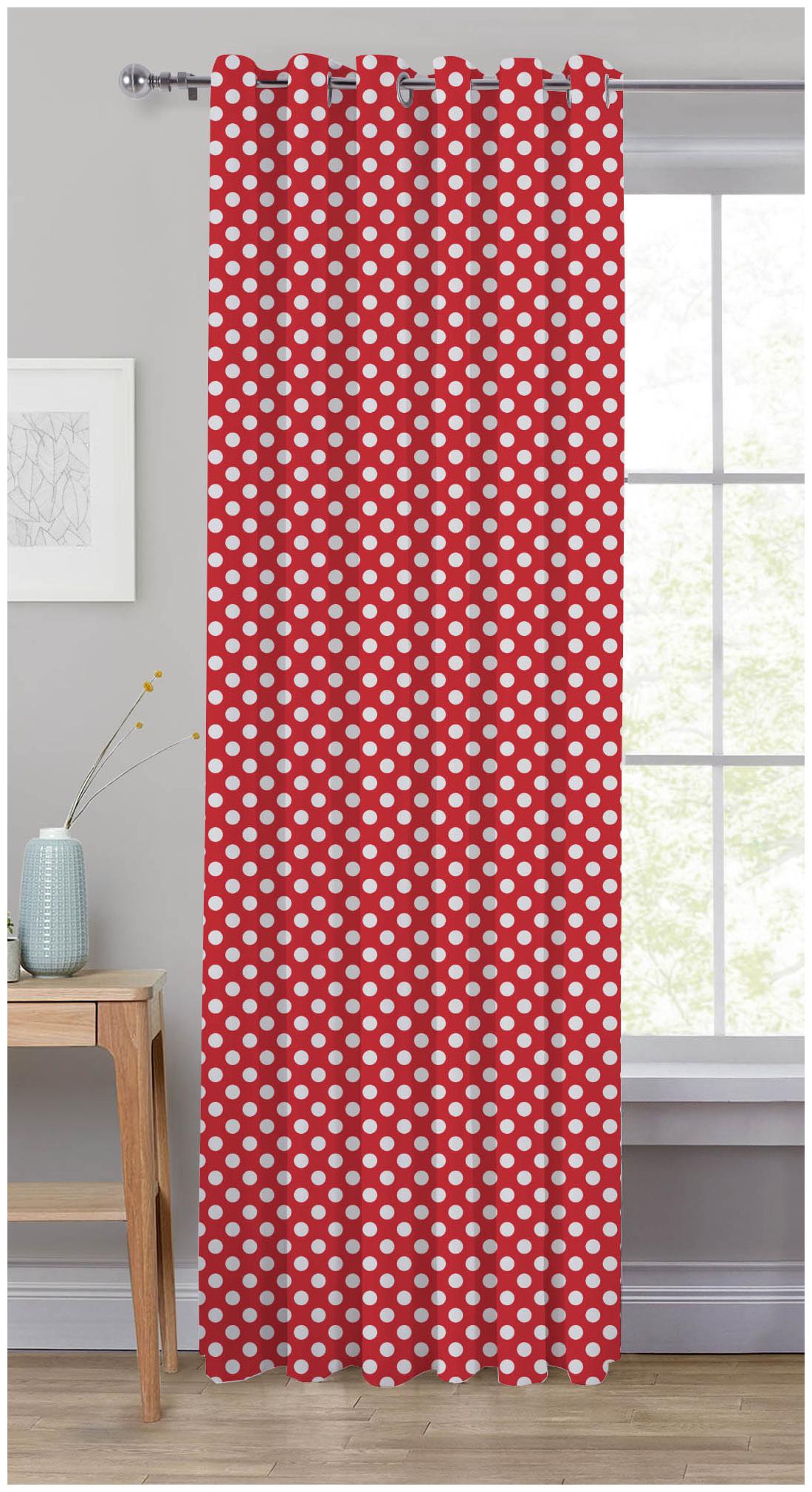 

Oasis Hometex Cotton Long Door Blackout Red Regular Curtain ( Eyelet Closure Polka Dot )