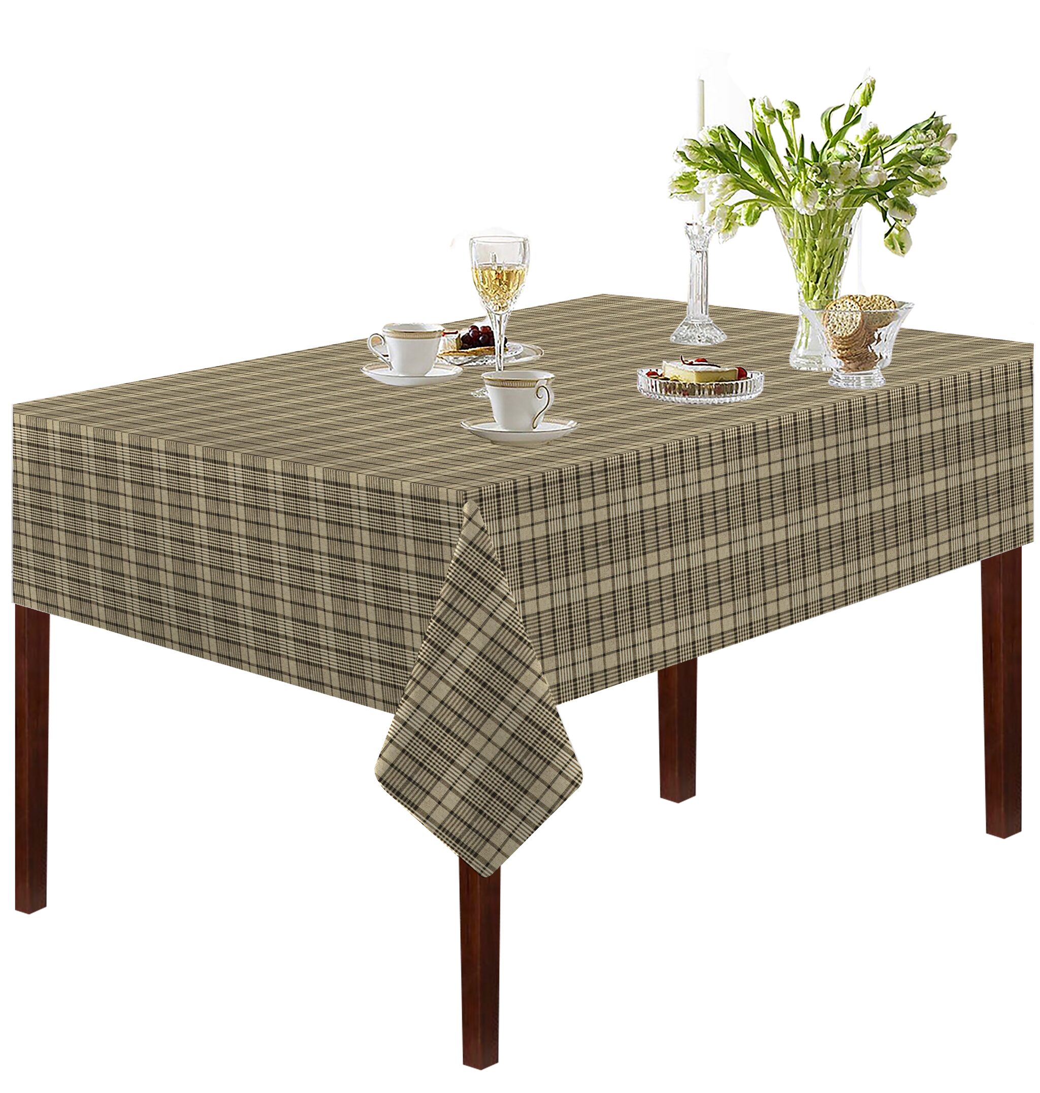 

Oasis Home Cotton YD Table Cloth-Brown Mini Check-6 Seater