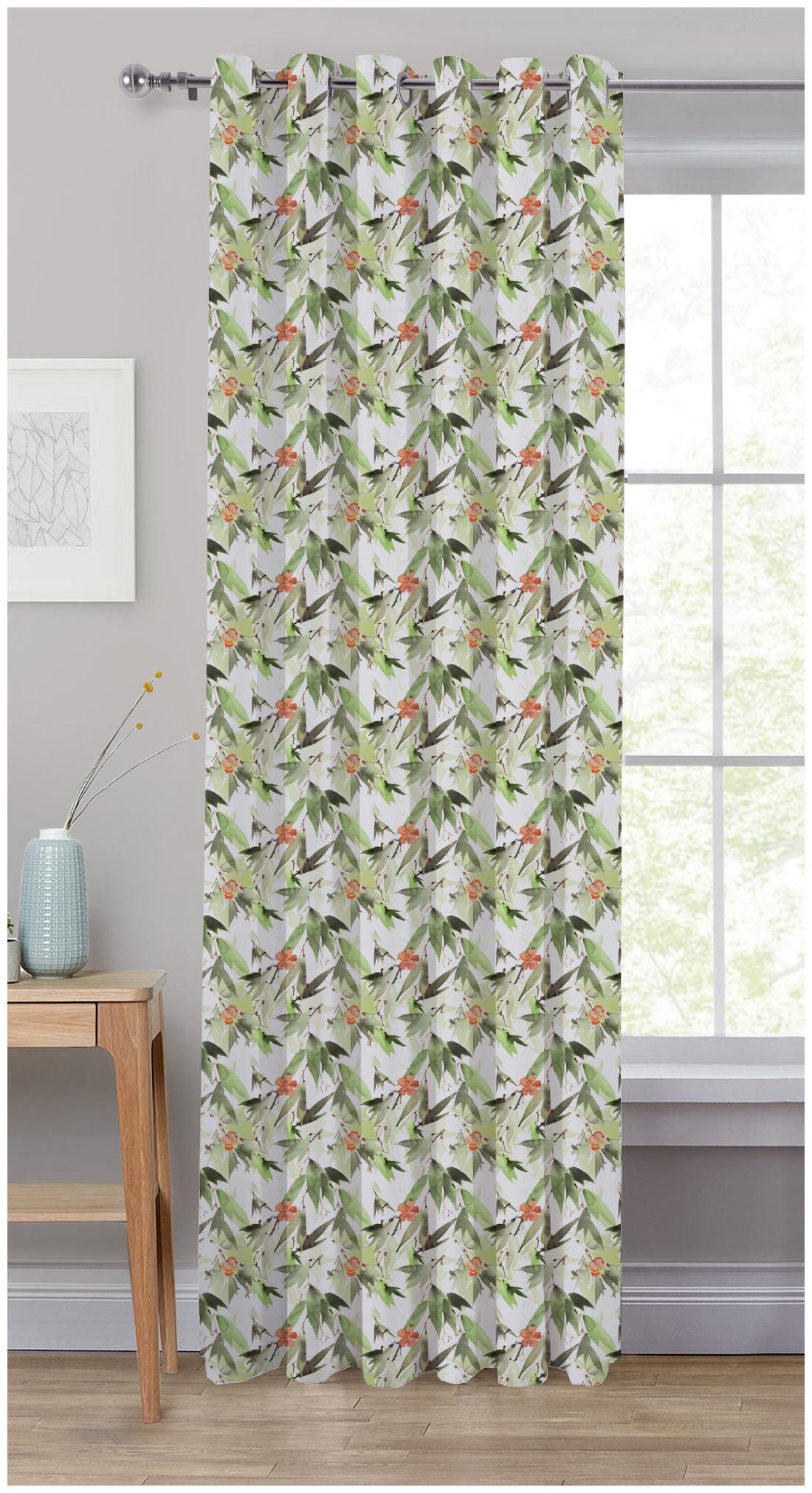 

Oasis Hometex Cotton Door Blackout Green Regular Curtain ( Eyelet Closure Printed )