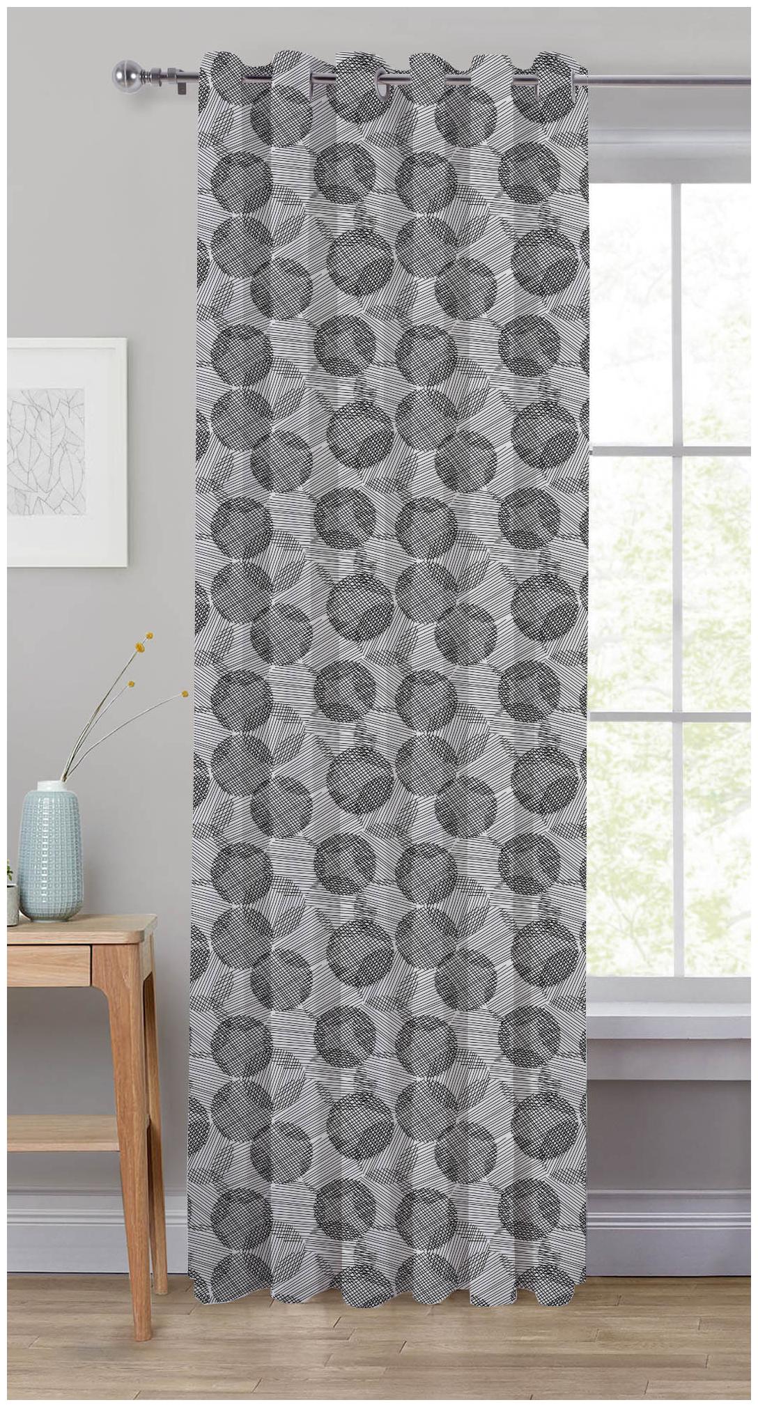 

Oasis Home Cotton Printed 7 Ft Eyelet Door Curtain with Tie Back - Geometric ( Pack of 1)