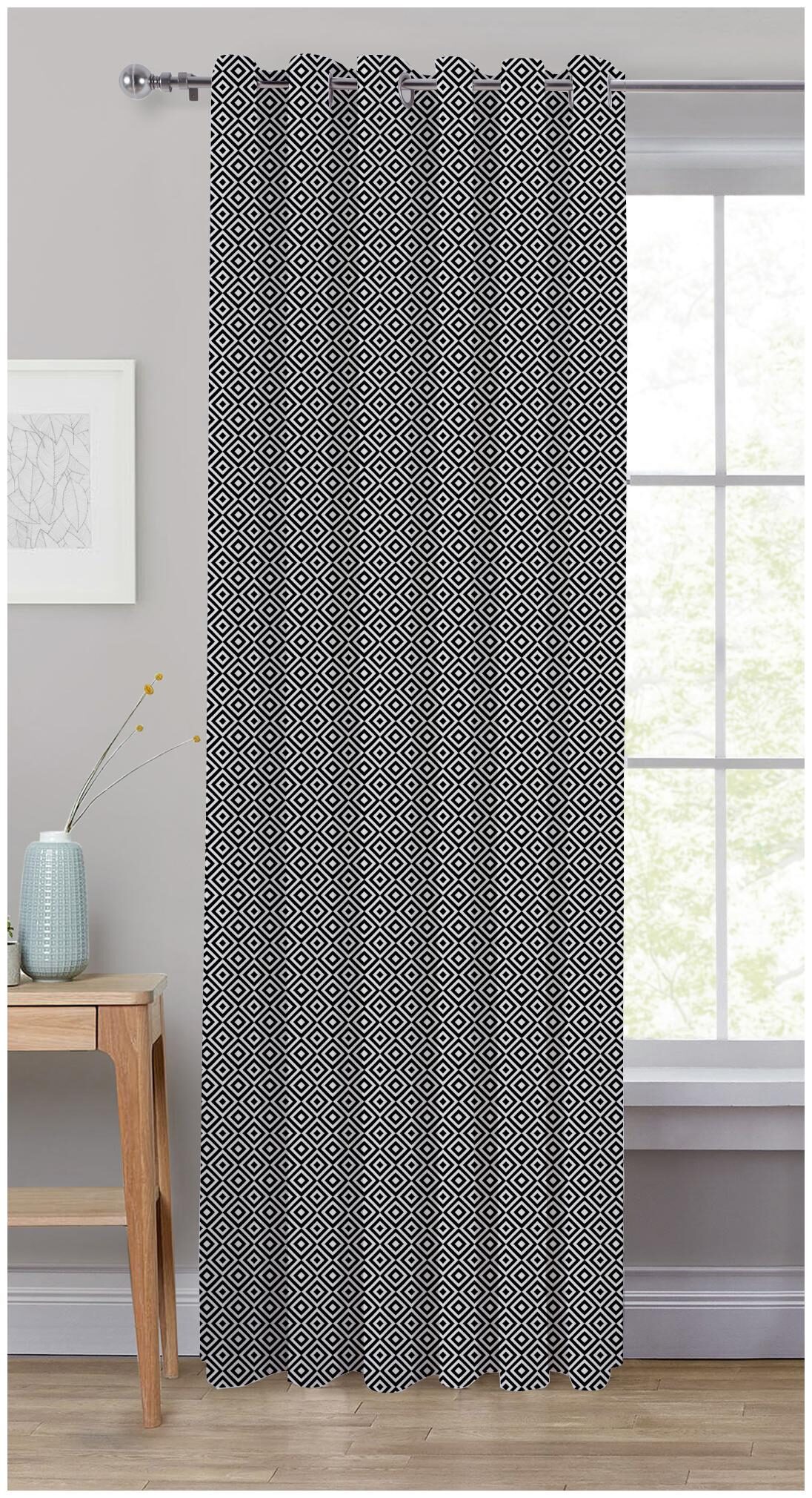 

Oasis Hometex Cotton Door Blackout Grey Regular Curtain ( Eyelet Closure Geometric )