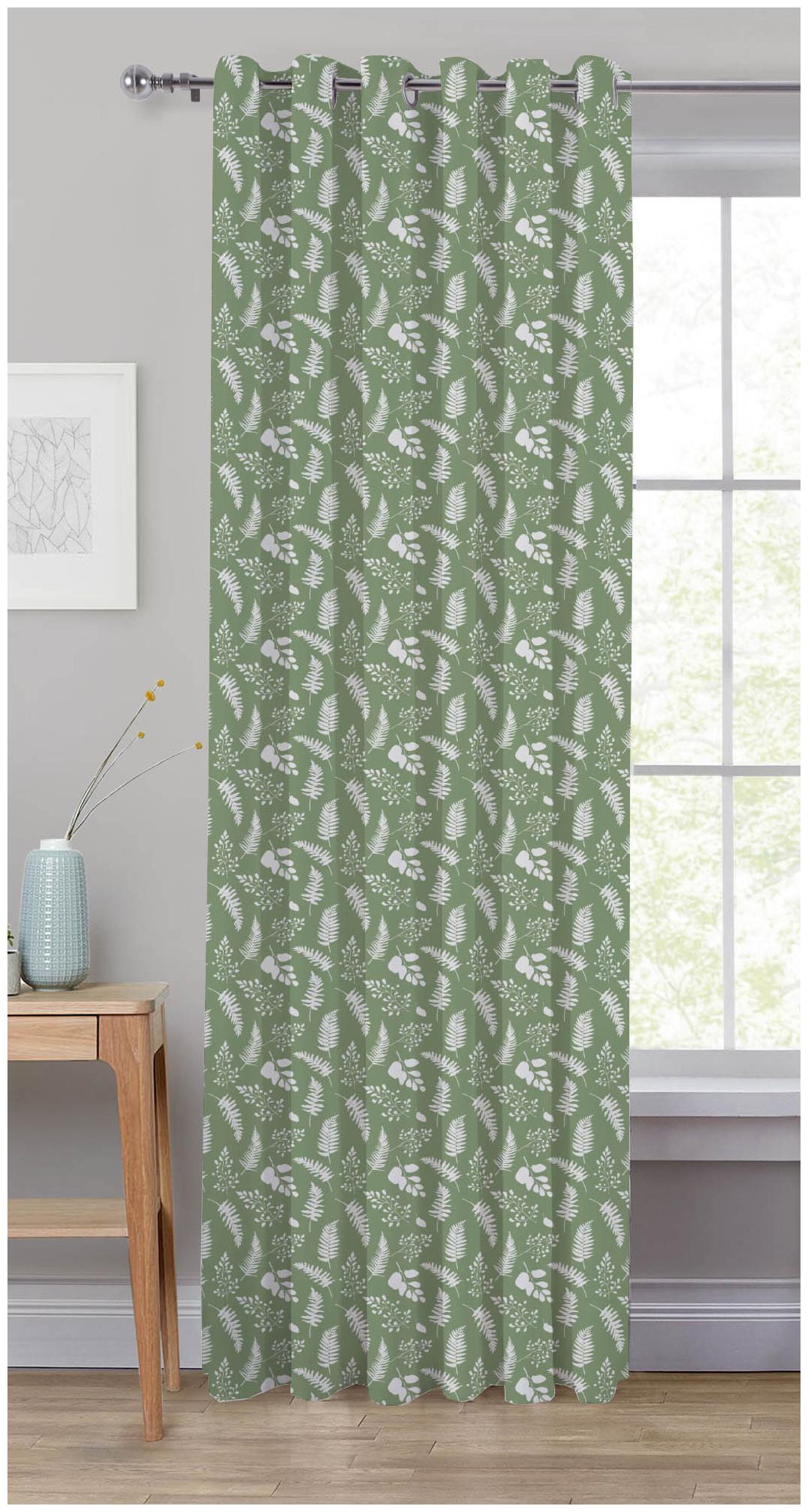 

Oasis Hometex Cotton Door Blackout Green Regular Curtain ( Eyelet Closure Polka Dot )