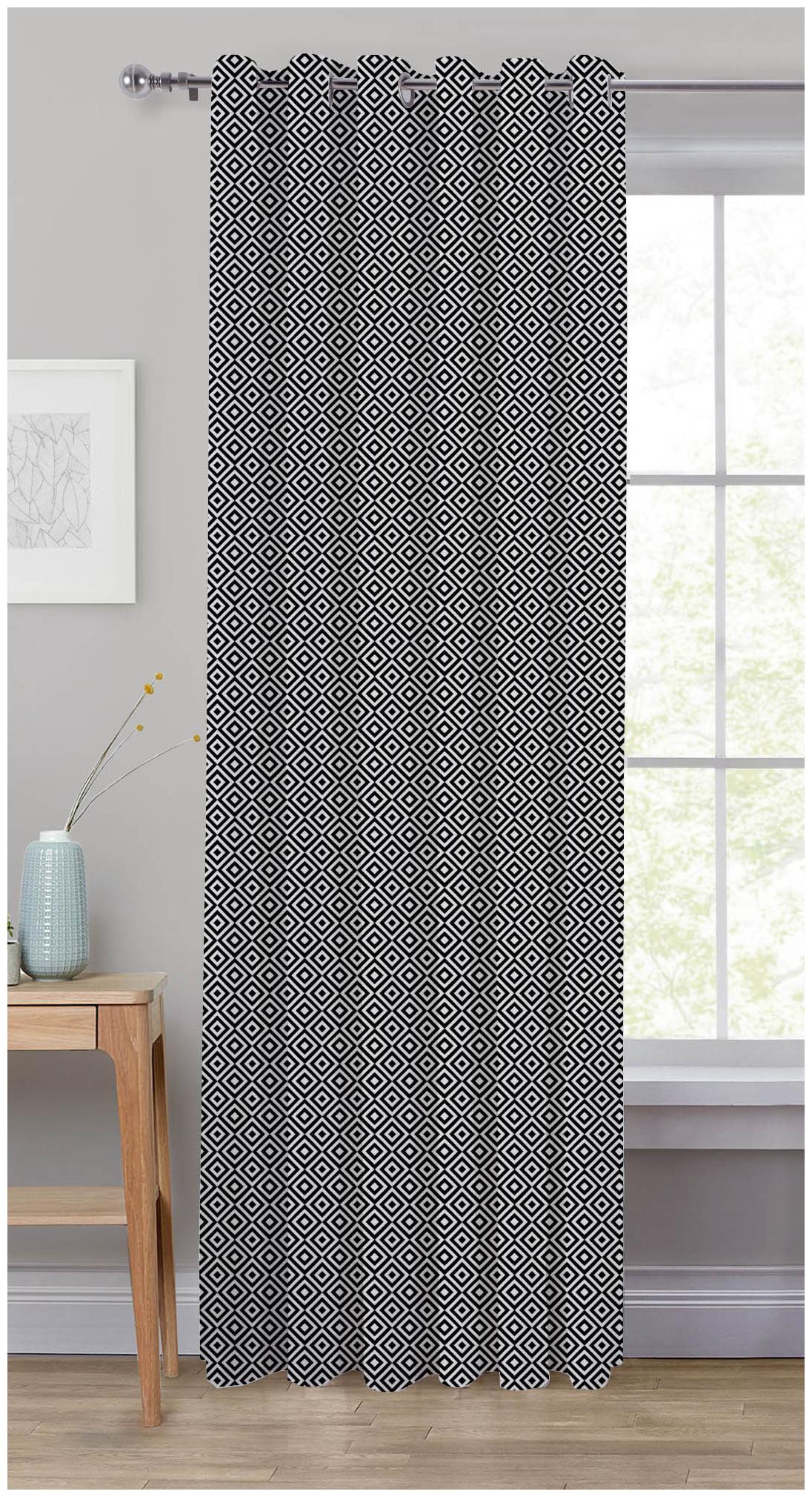 

Oasis Hometex Cotton Long Door Semi Transparent Black Regular Curtain ( Eyelet Closure Printed )