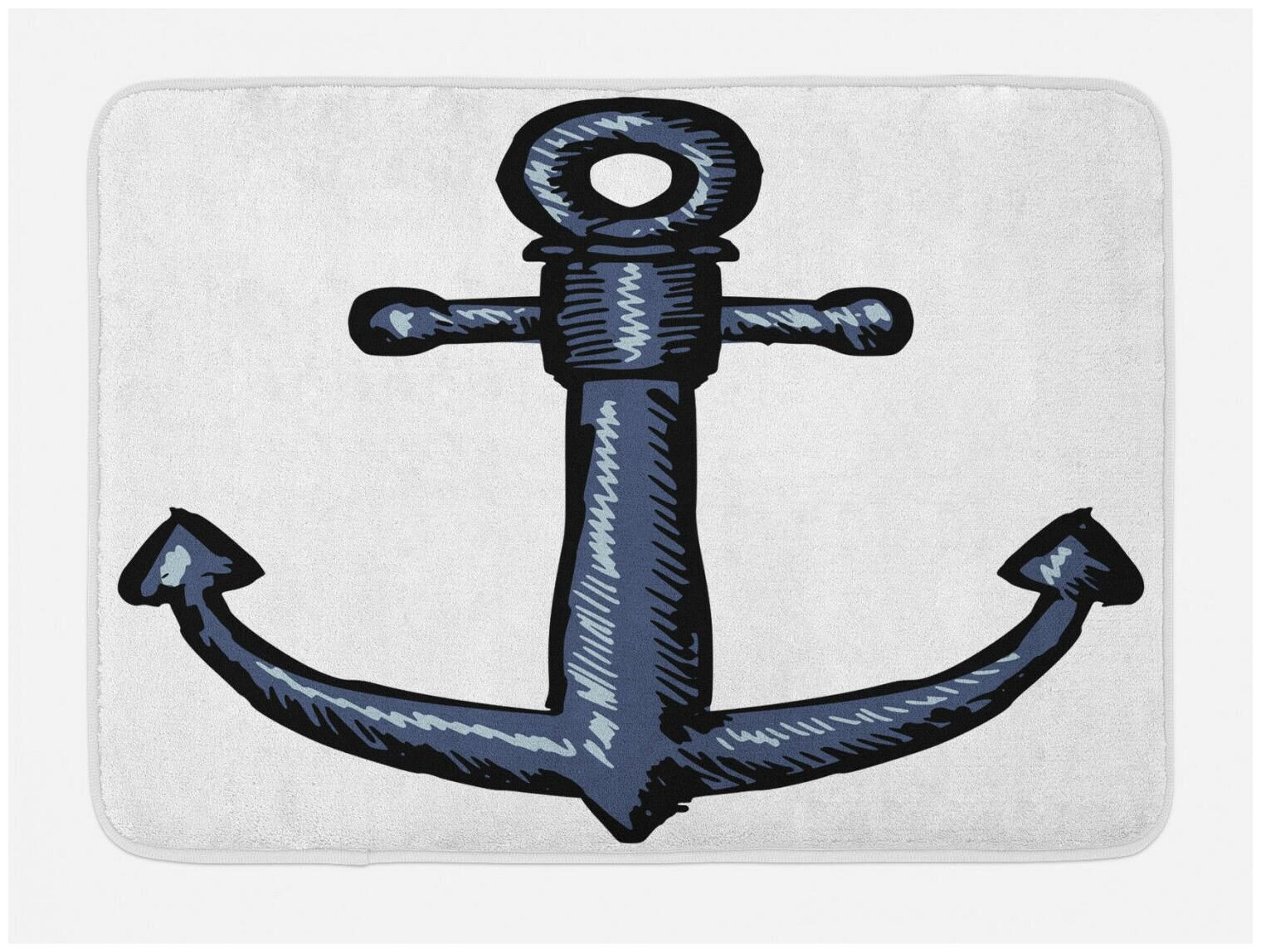 

Ocean Bath Mat Nautical Anchor Safety Non-Slip Plush Mat 29 5 X 17 5 Inches