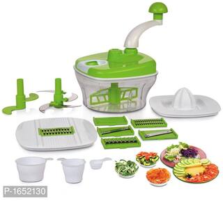 OceanGate Manual Food Processor Chopper, Blender, Atta Maker, Dough Kneader, 10 pcs, Multicolour