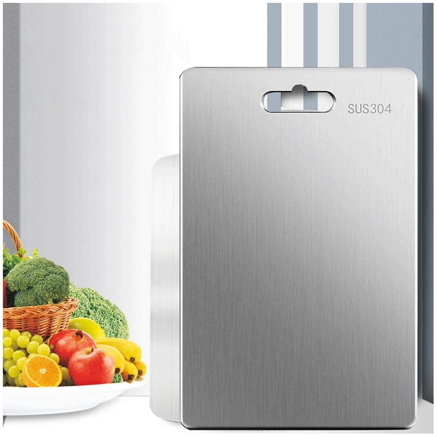 

Ohumlabs Stainless Steel 304 Metal Heavy Duty Safe Durable Chopping Board (Large)