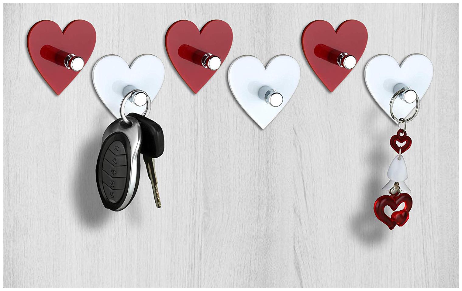 

OLIX New Design key Stand And Key Holder Heart Type Key Stand Key Hanger Key Holder Plastic Key Holder (6 Hooks)
