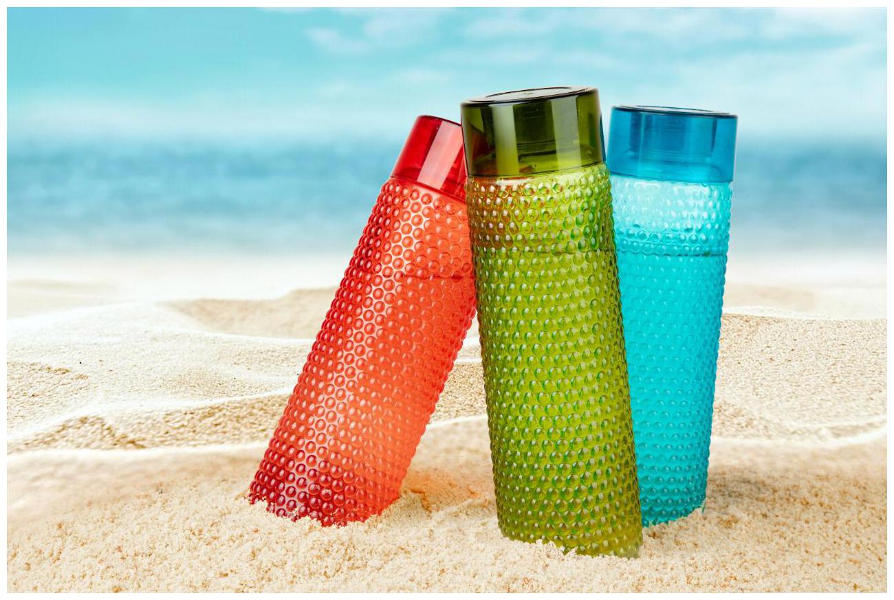 

OLIX Plastic Water Bottle Set Of 3 Plastic Multi Water Bottle ( 1000 ml Set of 3 )