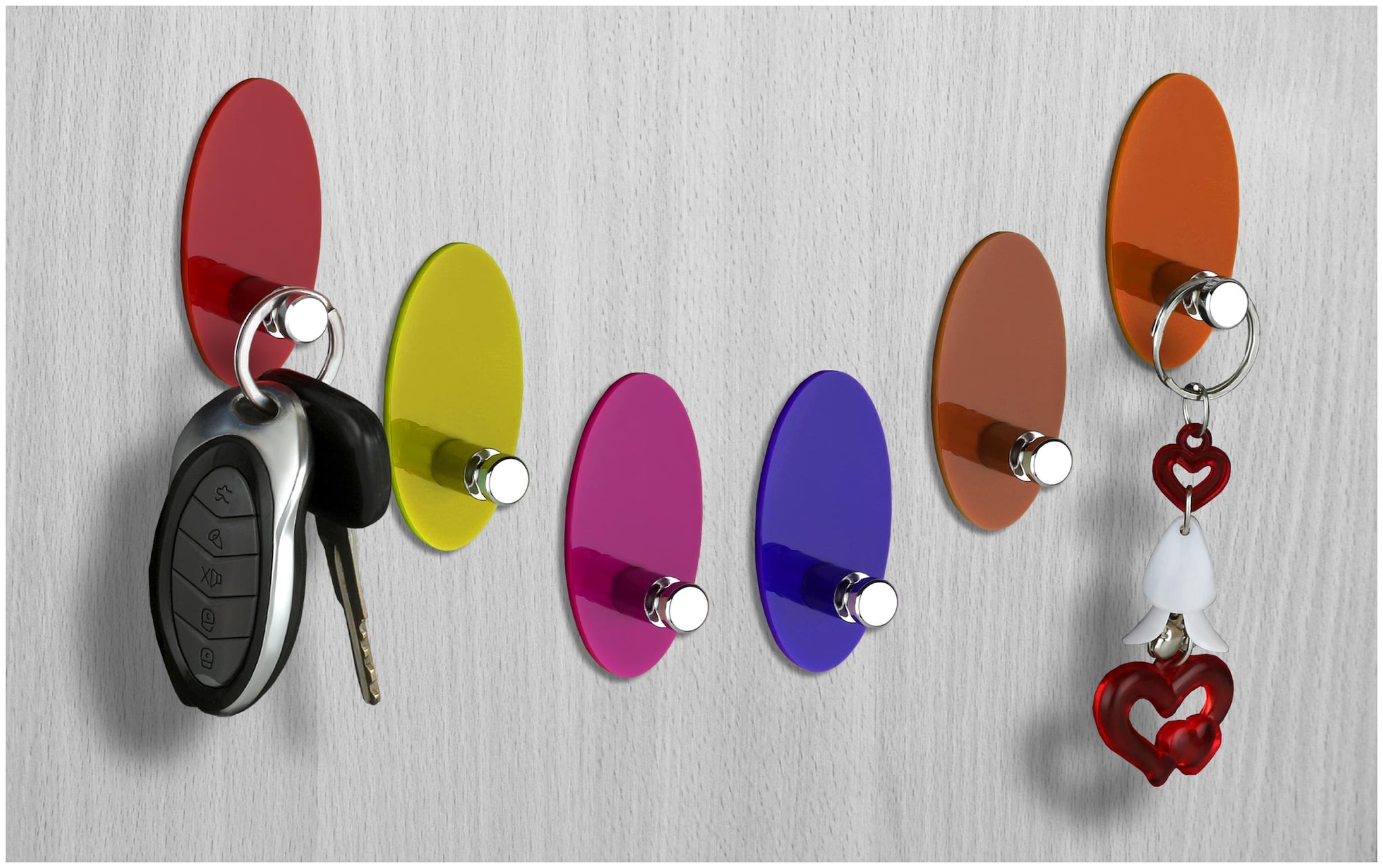 

OLIX Wall Mounted Key Holder for Wall Home Decor Office Decor Key Holder Key Stand Key Hanger Plastic Key Holder (6 Hooks Multicolor)