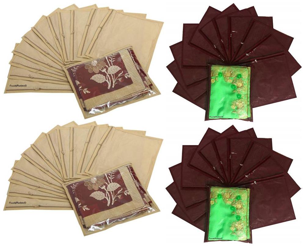 

OmneityHuckster Multipurpose Non Woven Single Saree Cover Combo Pack of 48 (Beige Maroon)