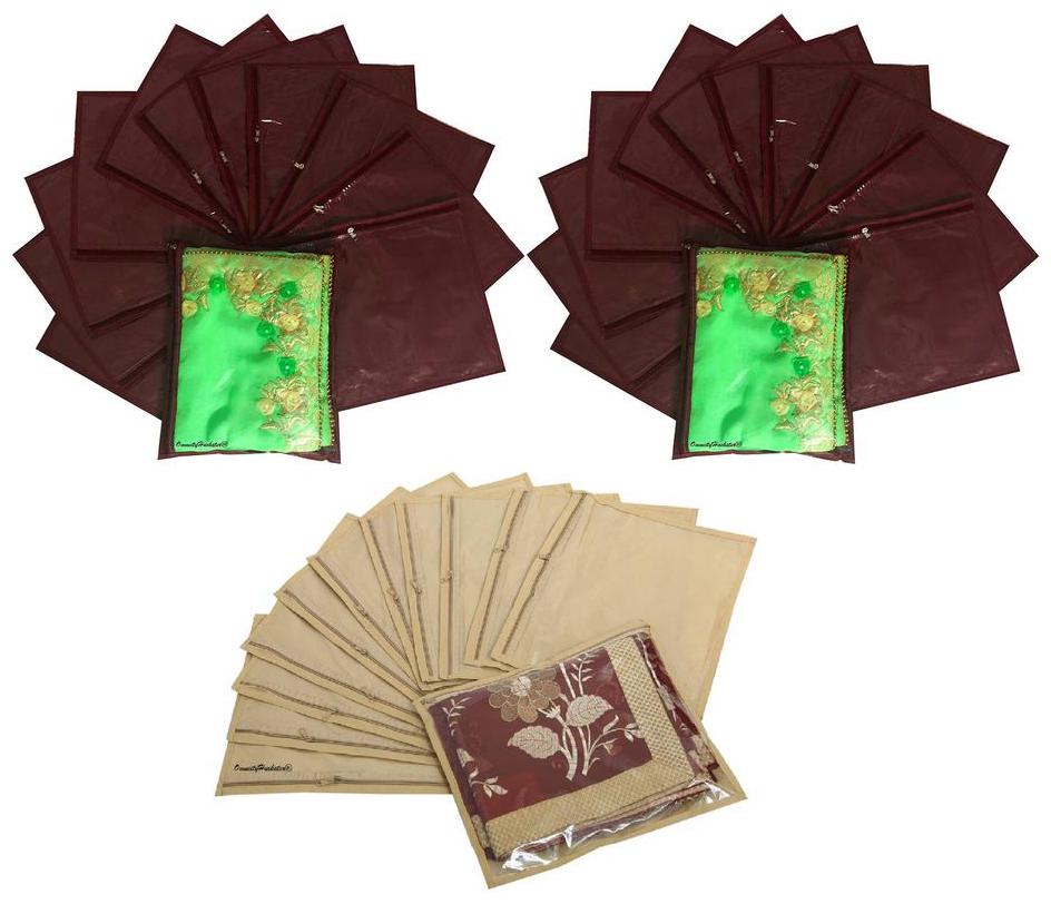 

OmneityHuckster Multipurpose Non Woven Single Saree Cover Combo Pack of 36 (Maroon Beige)