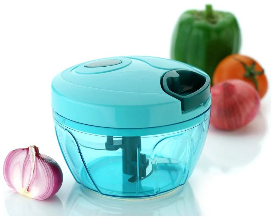 

ONE8D New Handy Chopper Vegetable Cutter and Chilly Cutter Chopper 3 Stainless Steel Blade System By Fortune Tradelink