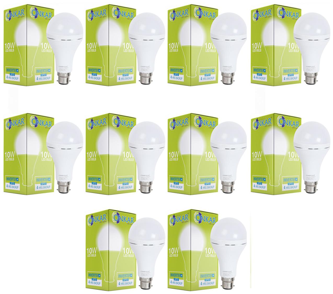 

ONKAR 10 W Standard B22 Inverter Bulb (White Pack of 10)
