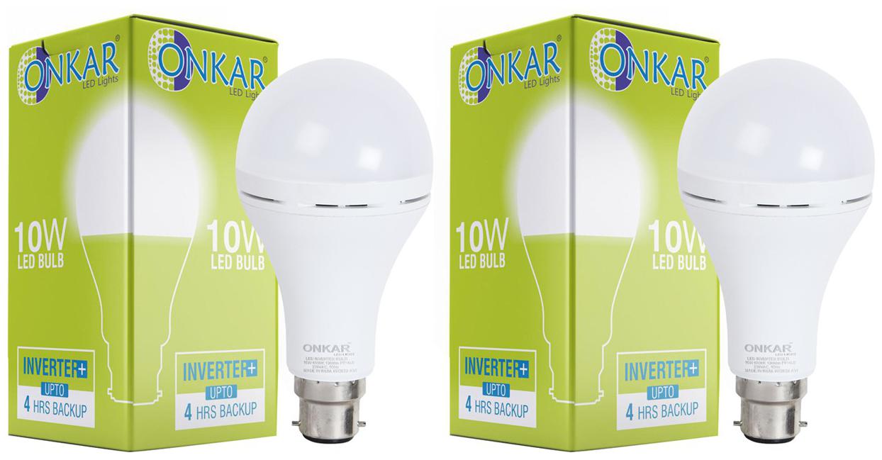 

ONKAR 10 W Standard B22 Inverter Bulb (White Pack of 2)