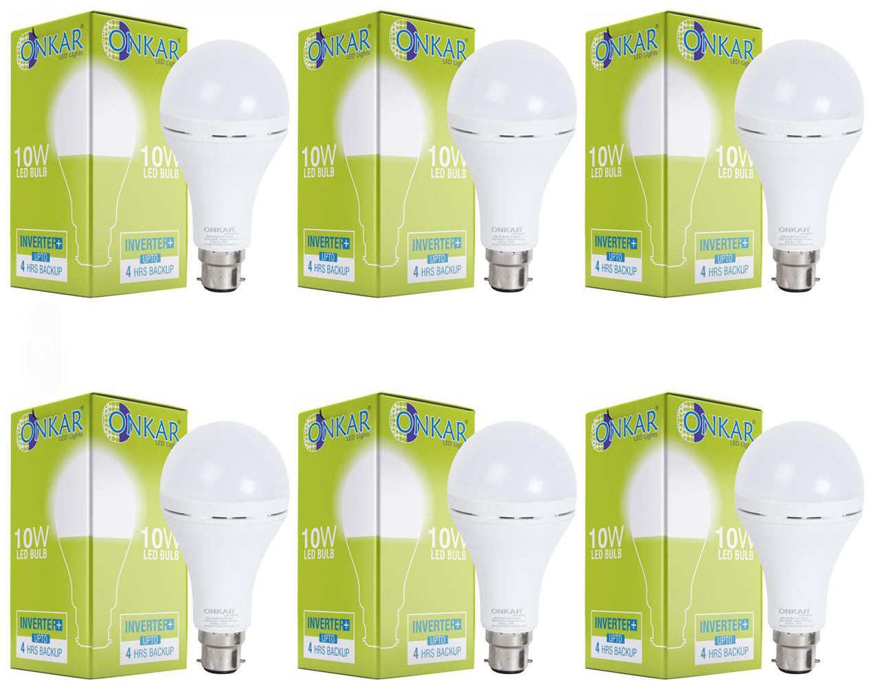 

ONKAR 10 W Standard B22 Inverter Bulb (White Pack of 6)