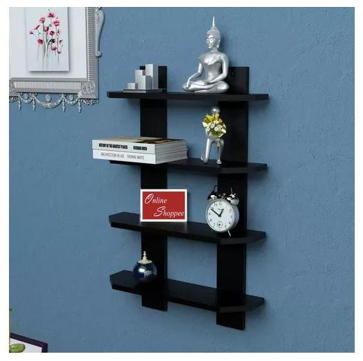 

Onlineshoppee Floating MDF 4 Shelf Ladder Shape Wall Shelves - Black