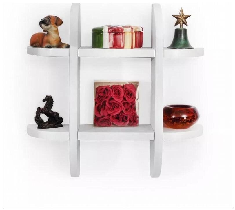 

Onlineshoppee Wooden Wall Decor Wall Shelf Rack Bracket Size (LxBxH-16x4x16) inch ( White )