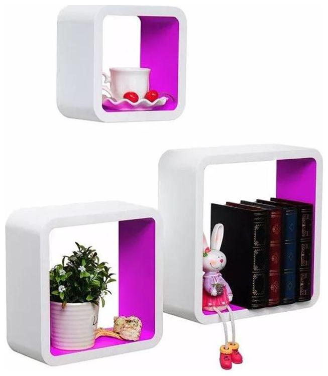 

Onlineshoppee MDF Artesania Cube Floating Wall Shelves Set of 3