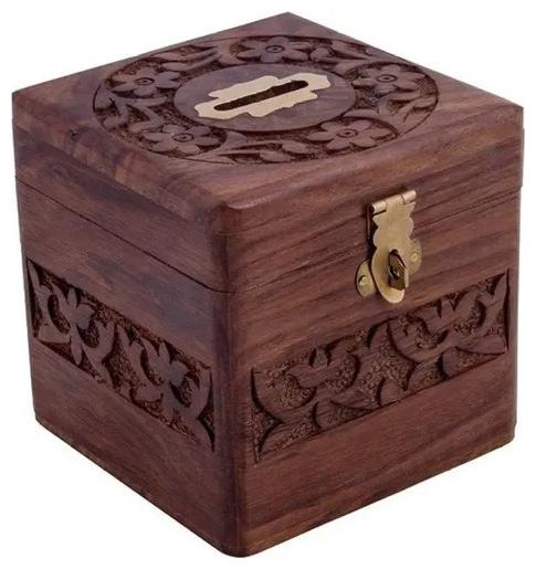 

Onlineshoppee Handcraft Wooden Money Bank Coin Holder Piggy Bank (Brown)