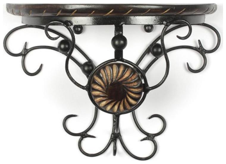 

Onlineshoppee Wooden And Wrought Iron Wall Rack Bracket Shelf