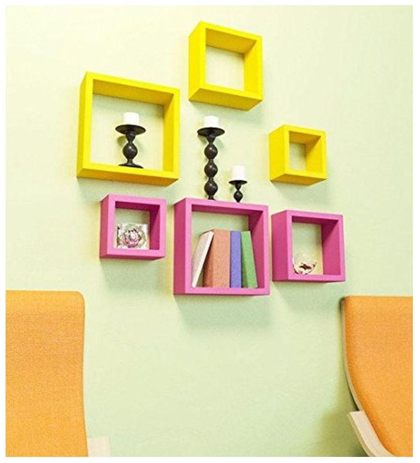 

Onlineshoppee Cuadrado set of 6 MDF Wall Shelf