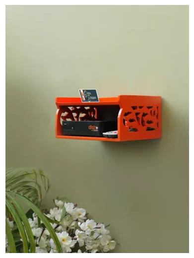 

Onlineshoppee Wooden Beautiful Design Set top box Wall Shelf Colour-Orange