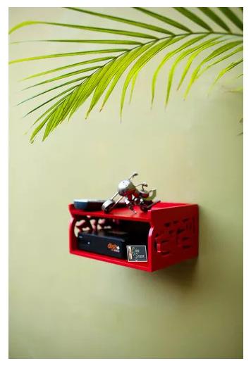 

Onlineshoppee Wooden Beautiful Design Set top box Wall Shelf Colour-Red