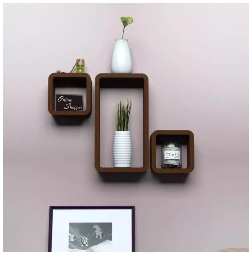 

Onlineshoppee MDF Cube Shape Floating Wall Shelves Set of 3