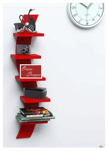 

Onlineshoppee Floating MDF 5 Tier Wall Shelves - Red