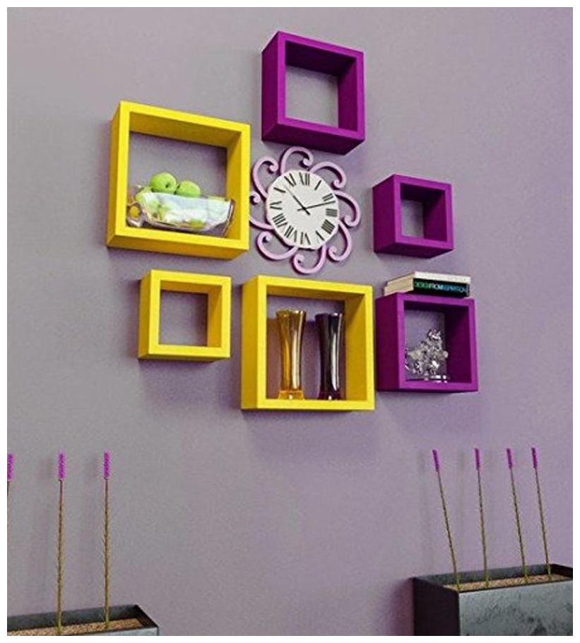 

Onlineshoppee Cuadrado set of 6 MDF Wall Shelf