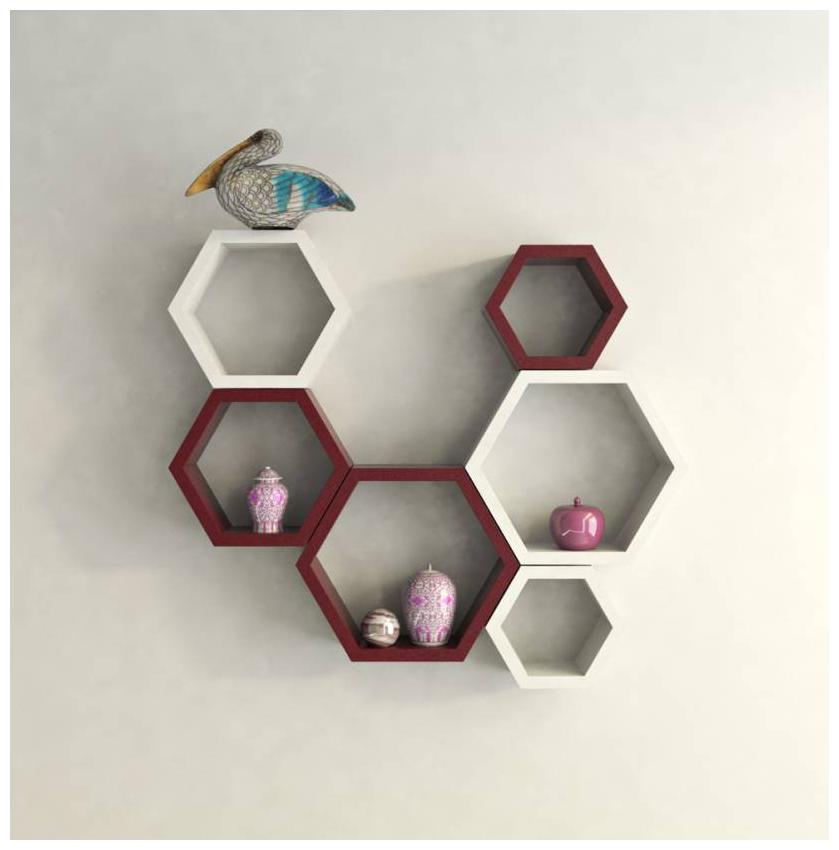 

Onlineshoppee Set Of 6 Hexagon shape Designer Storage Shelves