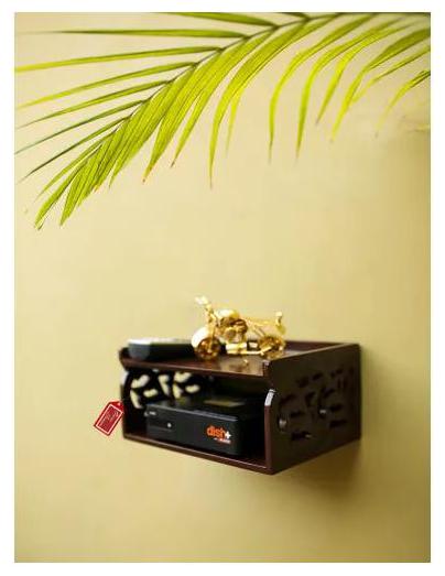 

Onlineshoppee Wooden Beautiful Design Set top box Wall Shelf Colour-Brown
