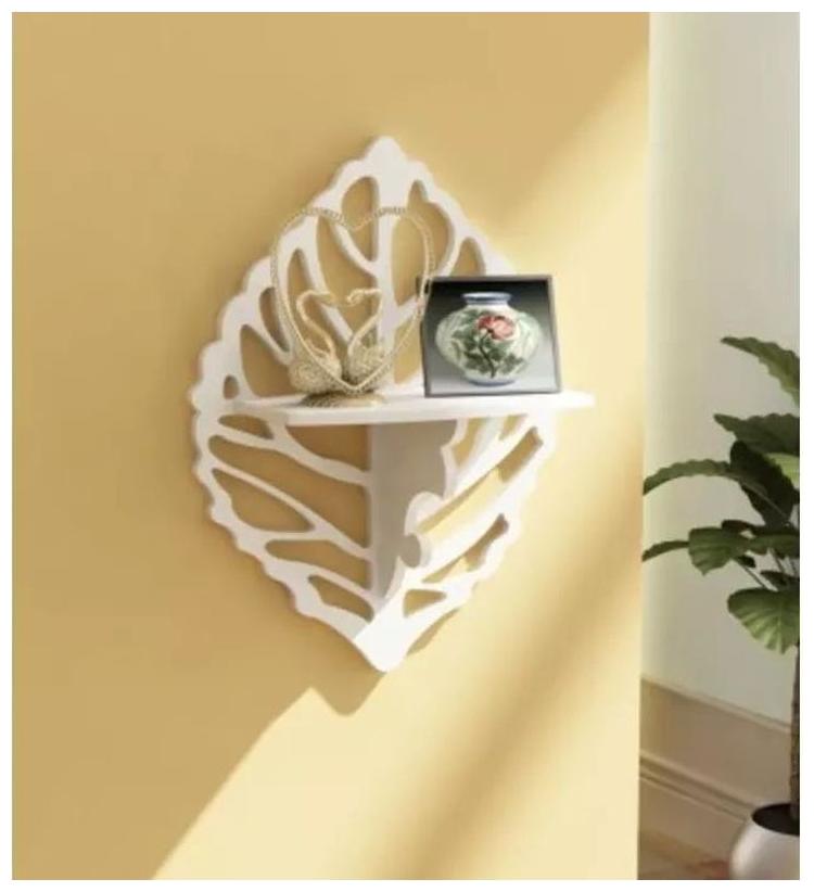 

Onlineshoppee Beautiful MDF Decorative Corner Wall Shelf Size LxBxH - 12x5x18 inch - White