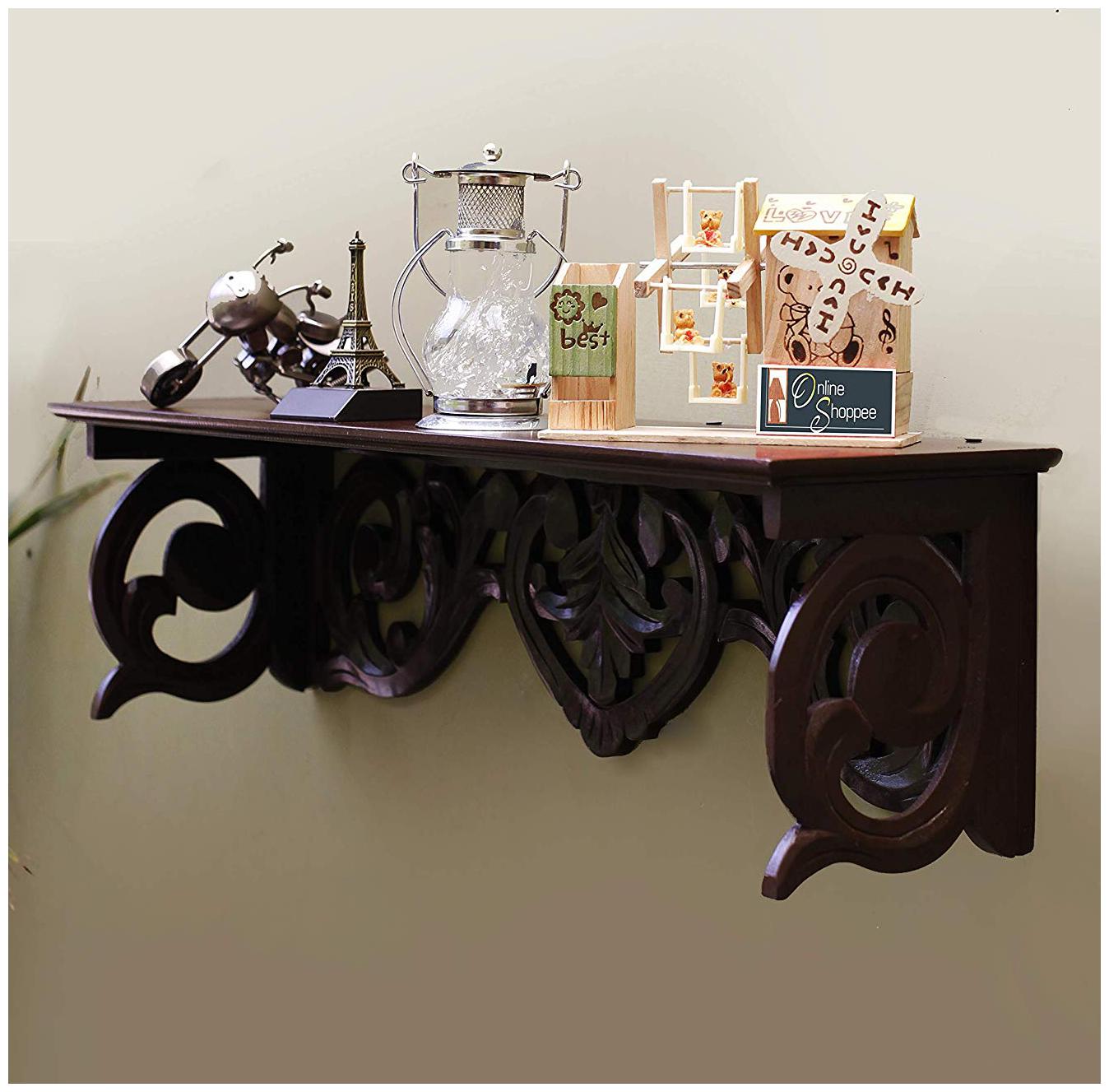 

Onlineshoppee Wooden Wall Decor Wall Shelf Rack
