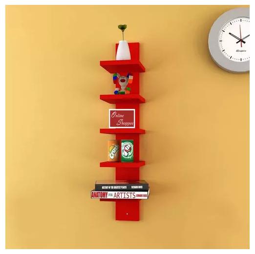 

Onlineshoppee Floating MDF 5 Nivel Wall Shelves - Red